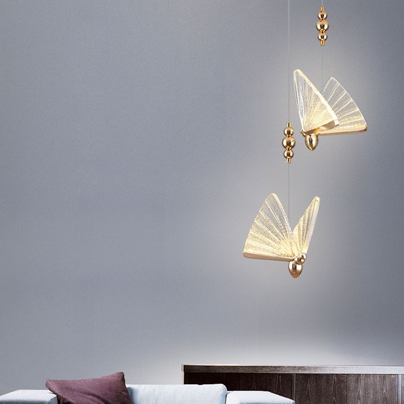 Butterfly Hanging Light Fixture Modern Style Pendant Lamp with Acrylic Shade for Bedroom