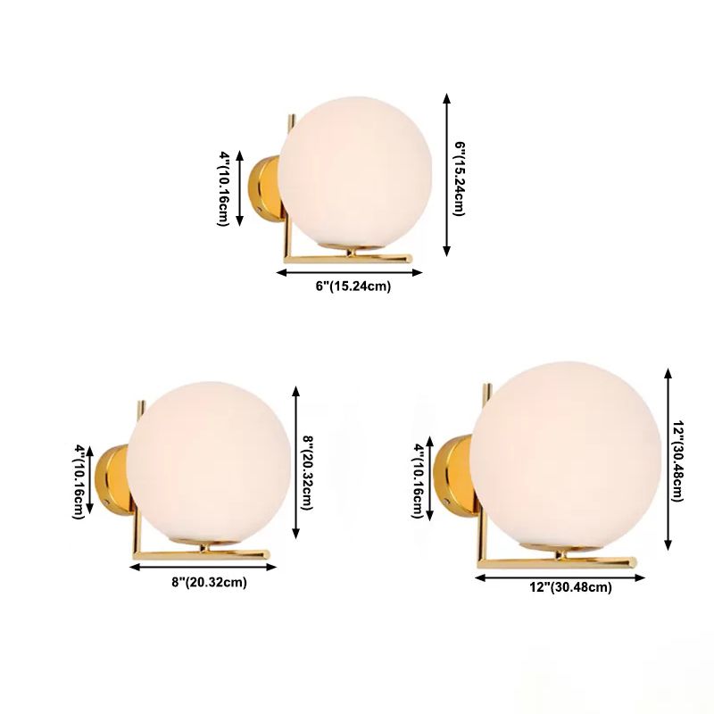 1-Licht-Globus-Wandlampenleuchten moderne Wandmontageleuchte mit weißem Glasschatten