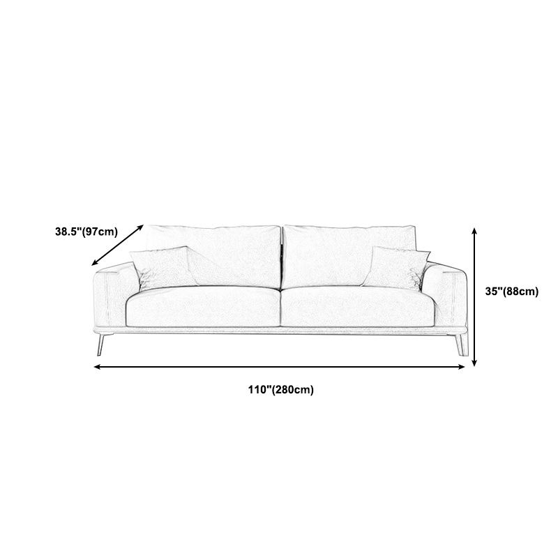Fabric Living Room Square Arm Standard Cushions Light-grey Settee