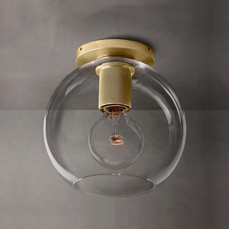 Moderne, beknopte geometrische inbouw smeedijzeren plafondlamp met helderglazen kap