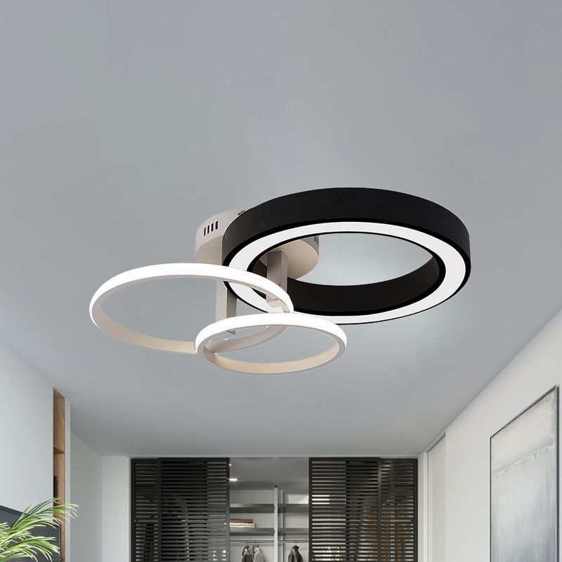 Lampada da incasso a soffitto Circles per camera da letto, in acrilico, a 3 luci, in stile contemporaneo, in bianco e nero