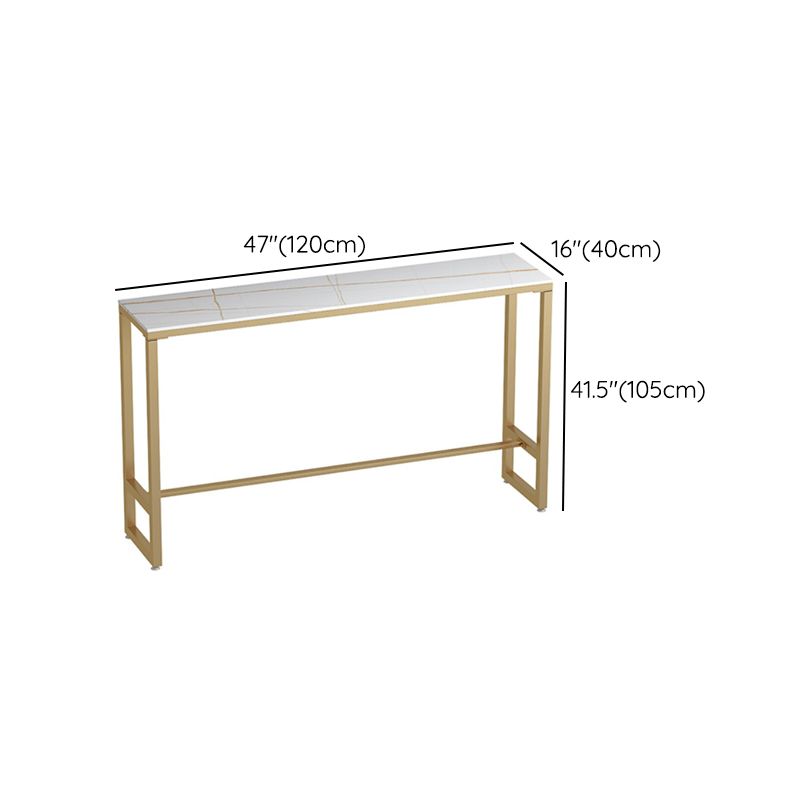 Glam 1/3 Pieces Bar Table Set Rectangle Stone Counter Table with  Stools for Milk Tea Shop