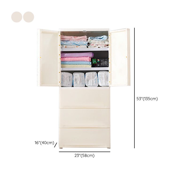 Contemporary Wardrobe Armoire with Drawer Plastic Wardrobe Cabinet
