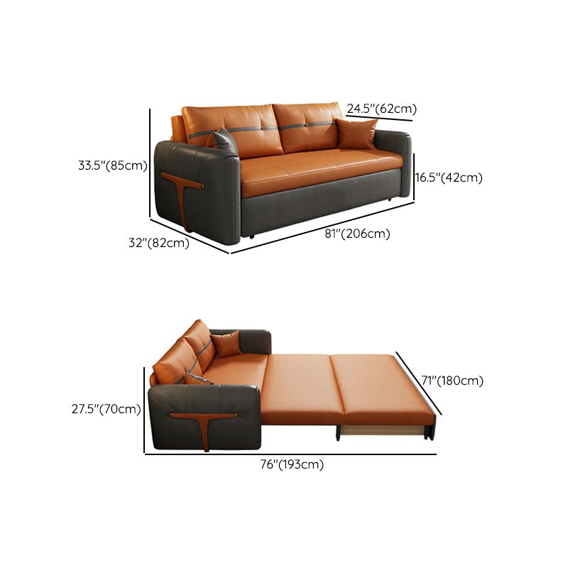 32" Wide Glam Sleeper Sofa Leather Pillow Included Foldable Sleeper Sofa