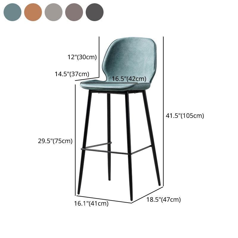 Scandinavian Matte Finish Leather Barstool Footrest Coffee Shop Stool
