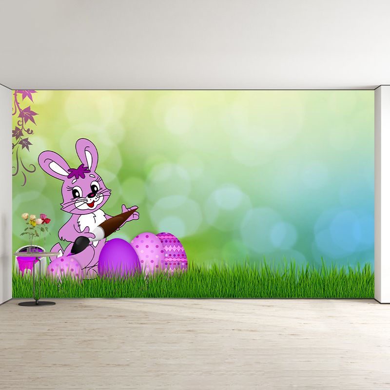 Modern Illustration Mural Wallpaper Cartoon Animals Sitting Room Wall Mural