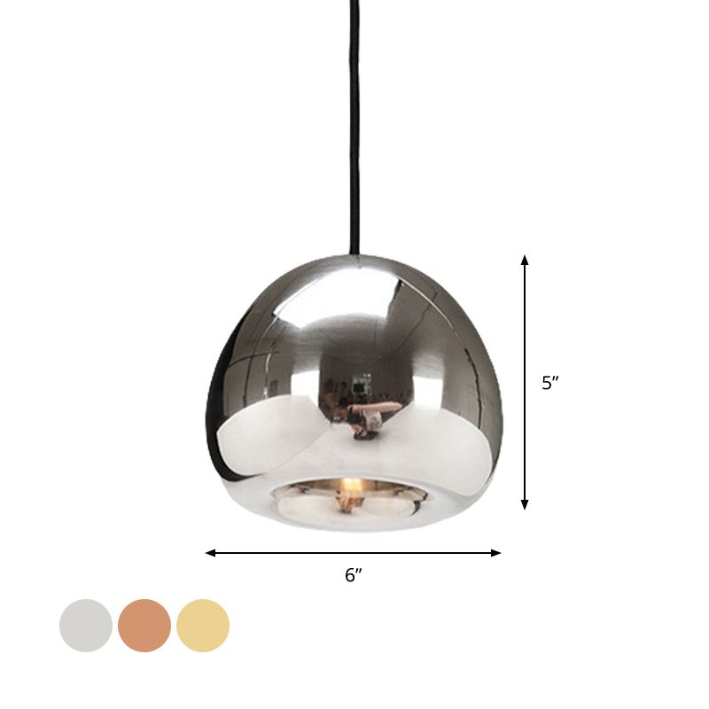 Apple Shaped Pendant Light Nordic Glass 1 Light Sliver/Gold/Rose Gold Hanging Light
