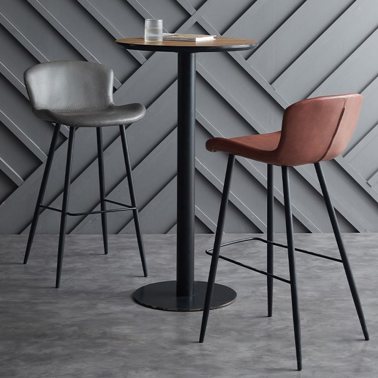 Scandinavian Home Leather Stool Footrest Matte Finish Barstool