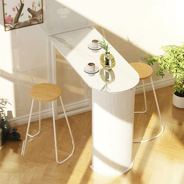 White Modern Style Specialty Bar Table in Faux Marble and Metal Milk Tea Shop Bar Table