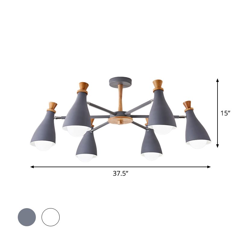 Woonkamer halve fles kroonluchter 6/8 koppen metaal macaron loft snoep gekleurd hanglamp in grijs/wit