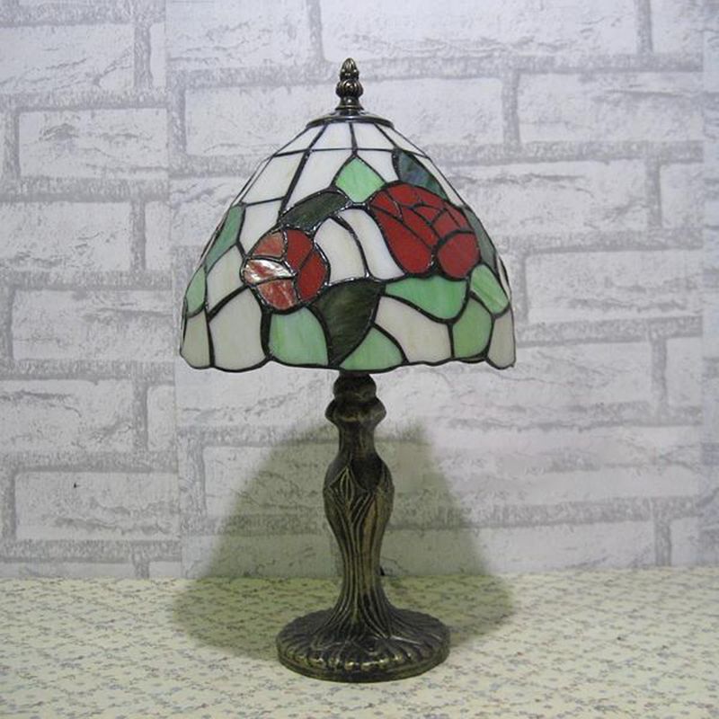 Tiffany Style Table Lamp 1-Light Desk Lamp with Glass Shade for Living Room