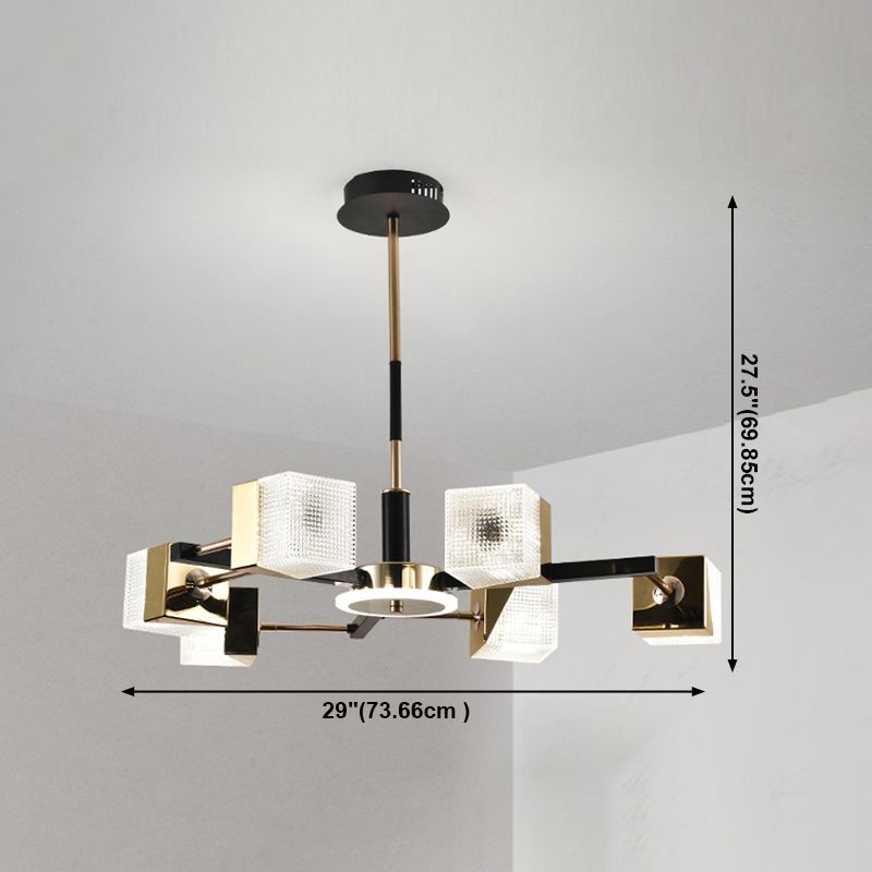 Square Chandelier Postmodern Metal LED Suspension Light Fixture