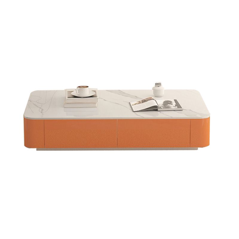 Block Rectangular Coffee Table Modern Single Coffee Table with Drawers
