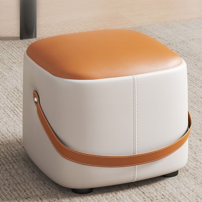 Modern Pouf Ottoman Fabric Upholstered Solid Color Portable Square Ottoman with Storage