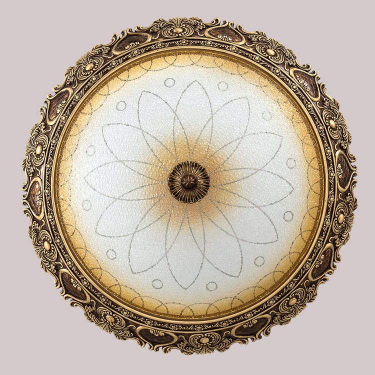 Bronze Resin Flush Ceiling Light Traditional 1-Head Dome Flush Mount Lamp with Glass Shade