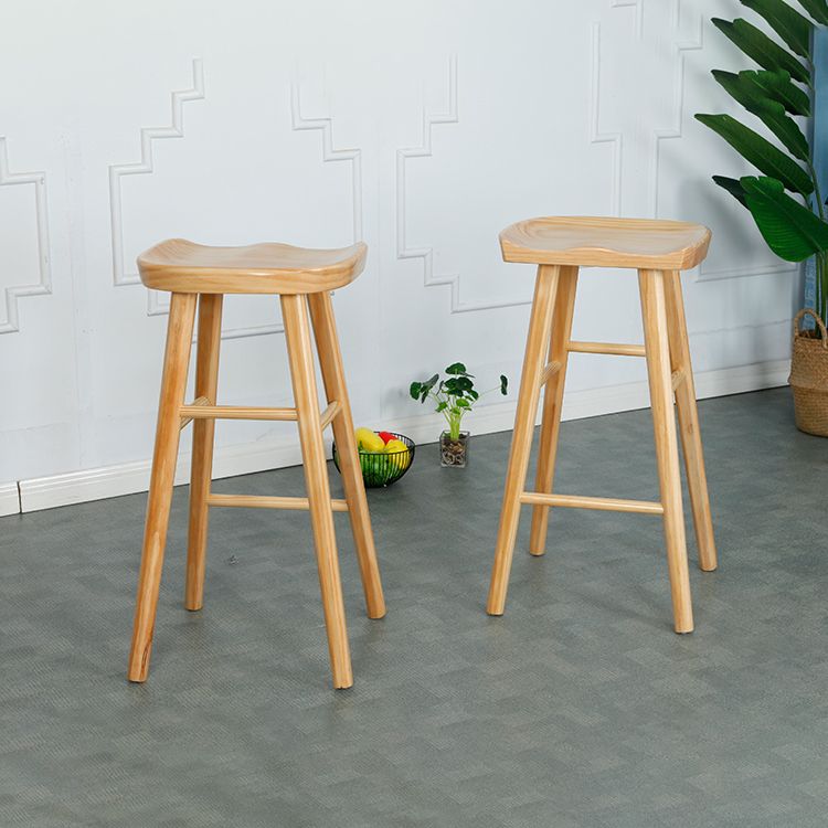 Industrial Solid Wood Bar Stool Backless Counter Stool for Living Room