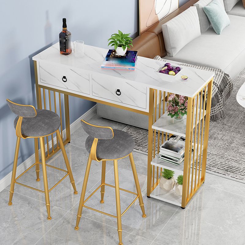 Glam Style Wood Rectangle Bar Height Pub Table for Living Room