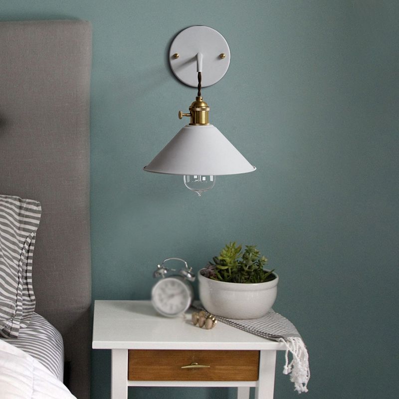 Macaron Color Nordic Wall Sconce Flared Metal Shade 1-Head Wall Lamp for Bedside Dinning Room
