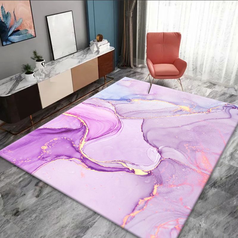 Abstract Area Rug Polyester Watercolor Indoor Rug Washable Carpet for Living Room