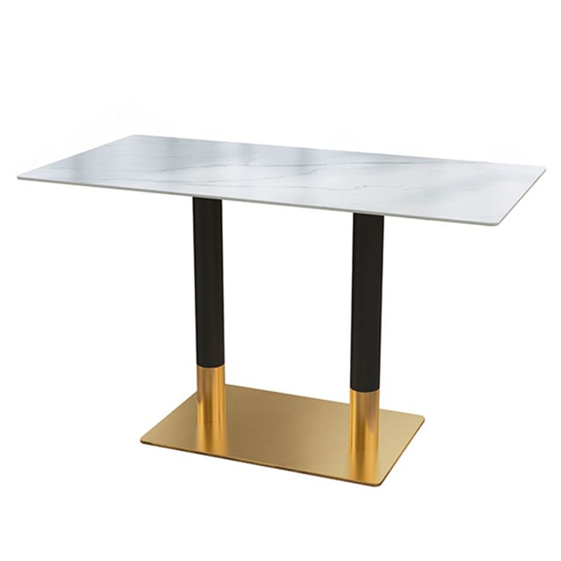 Sintered Stone Top Dining Table Industrial Kitchen Table with Metal Base in Black