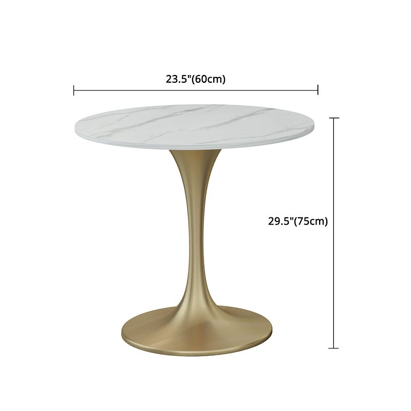 Glam 1/2/4/5 Pieces Gold Dinette Set with White Sintered Stone Top Round Dining Table Set