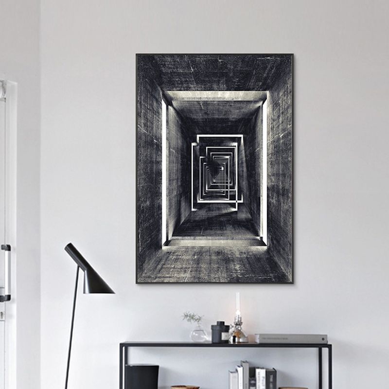 Dark Color Building Art Print Textured Scandinavian Living Room Canvas, Multiple Sizes