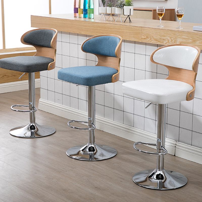 Modern Backrest Liftable Stool Steel Household Bar Stool with Cushion and Pedal