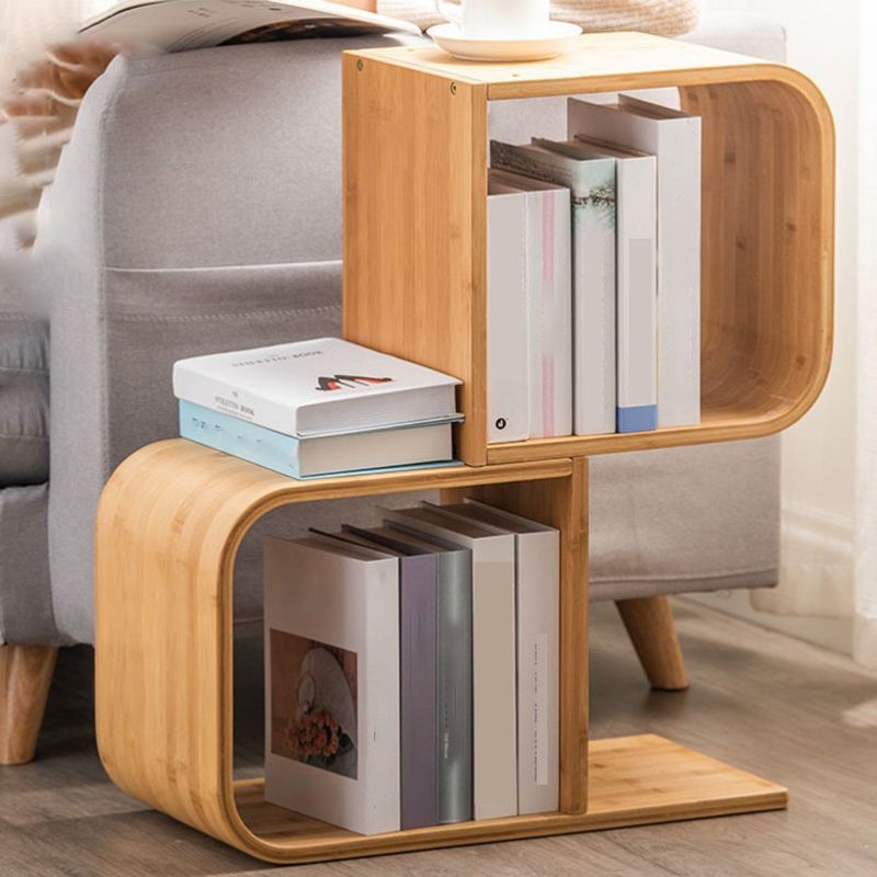 Modern Bamboo Bookcase Natural Open Back Standard Bookshelf with Shelves