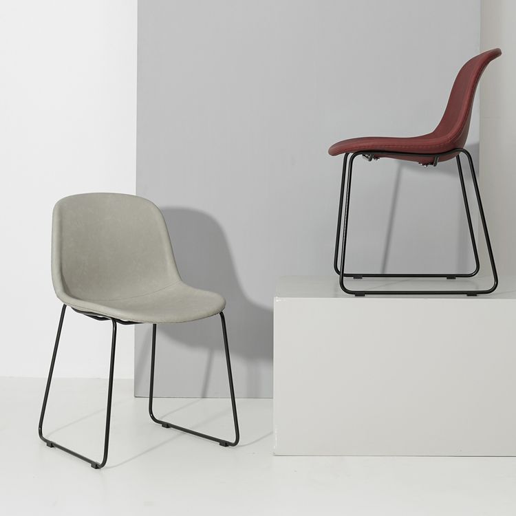 Modern Metal Dining Room Chairs PU Leather Dining Armless Chairs for Home Use
