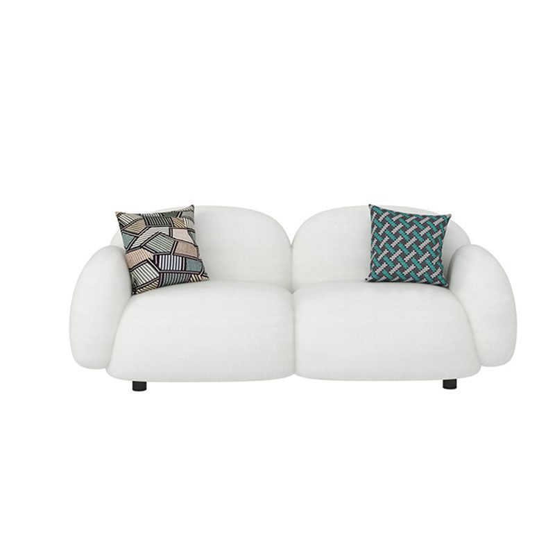 Leather/Wool Modern Curved Sofa 29.52" High Round Arm Seating
