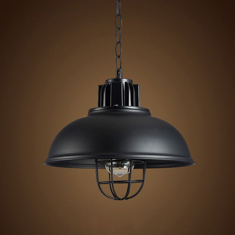 Dome-Shaped 1-Light Industrial Metal Pendant Light Hanging Ceiling Light