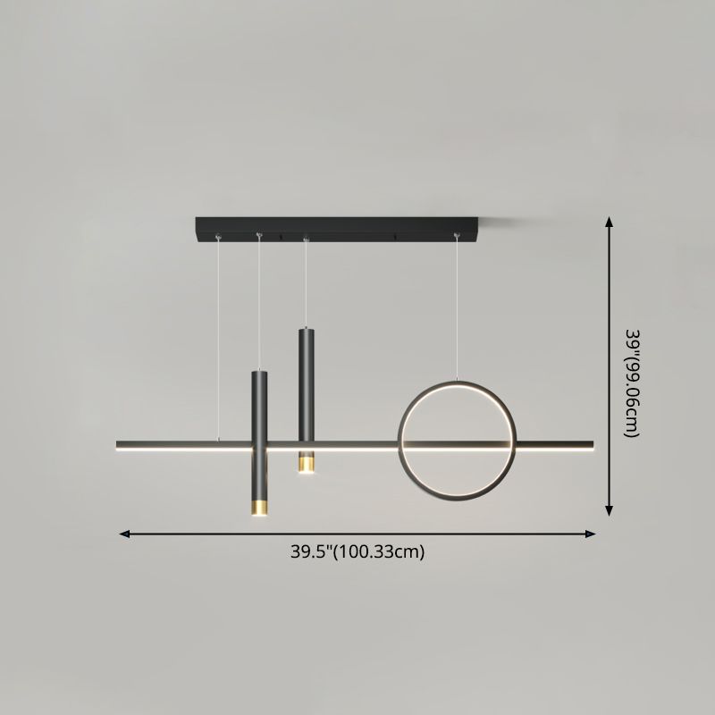 Sala da pranzo moderna illuminazione isola a LED Linea di ciondolo nero in metallo