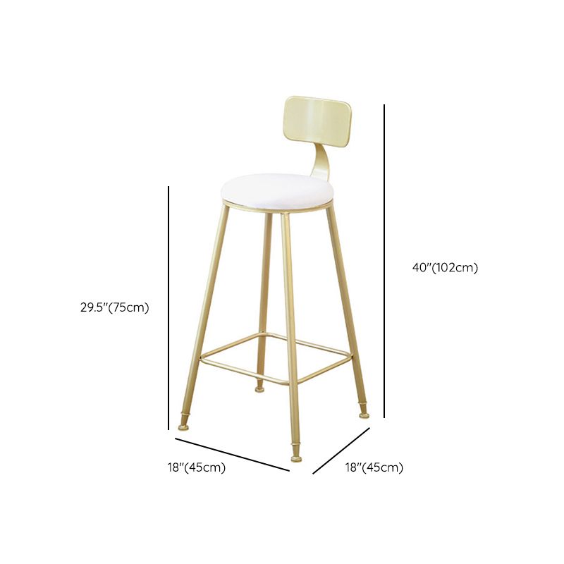 Glam Armless Bar Stool Gold Metal Base Dining Stool with Footrest