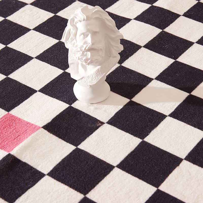 Multicolor Simplicity Area Rug Polyester Gingham Print Rug Non-Slip Backing Indoor Rug for Bedroom