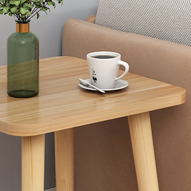 Contemporary Square End Table 4 Legs Solid Wood Side Table, 16.5" Tall