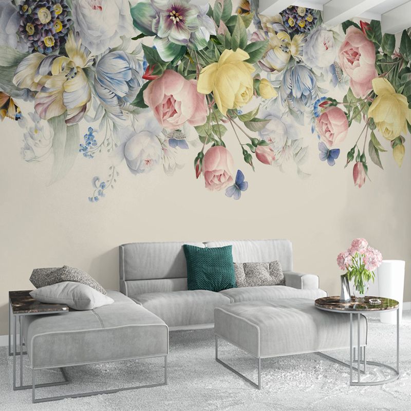 Semi-Open Peonies Flower Murals Wallpaper Stylish Smooth Wall Decor for Girls Room