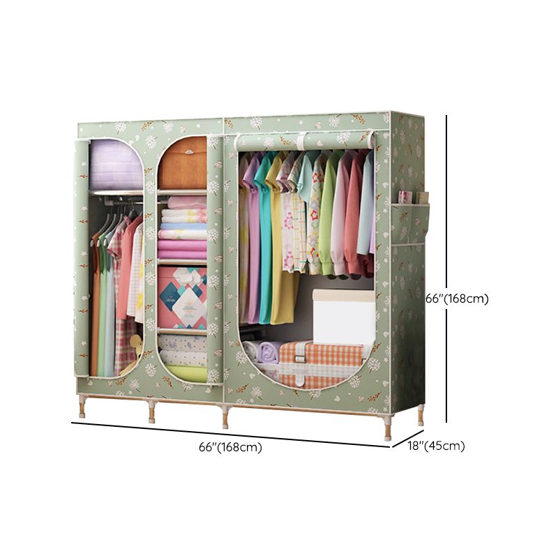 Contemporary Style Steel Wardrobe 3-door Wardrobe Closet with Legs