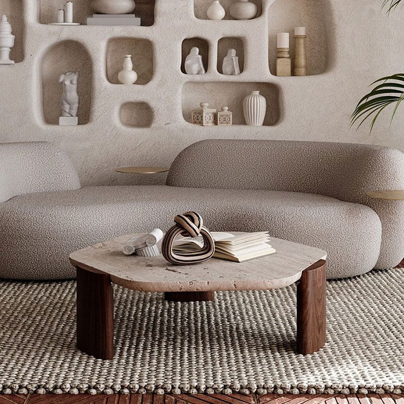 Contemporary Coffee Table Single Stone Coffee Cocktail Table