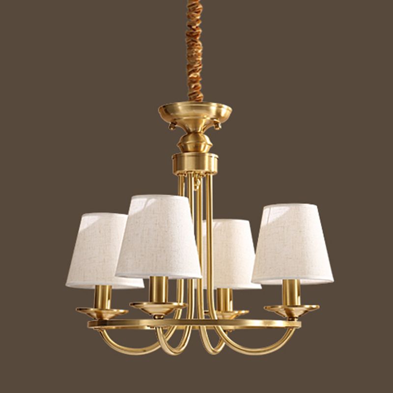 Metal Gold Ceiling Suspension Lamp Tapered Traditional-Style Chandelier Lighting Fixture