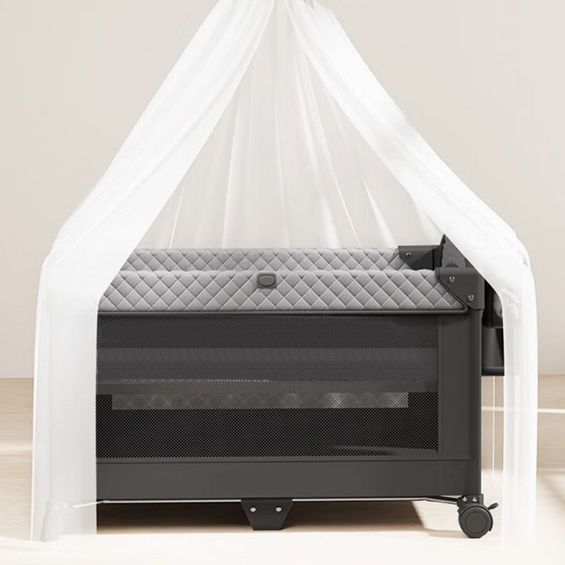 Color Matching Modern Nursery Bed Portable Crib with Casters