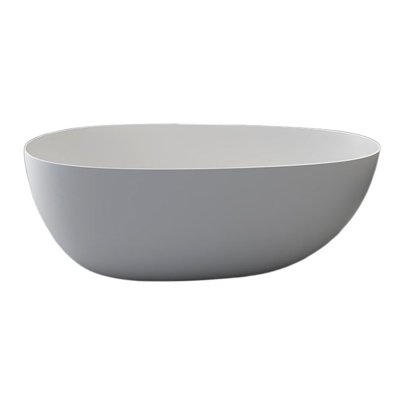 Modern Style Oval Freestanding Bathtub Stone Bathtub with Overflow Trim