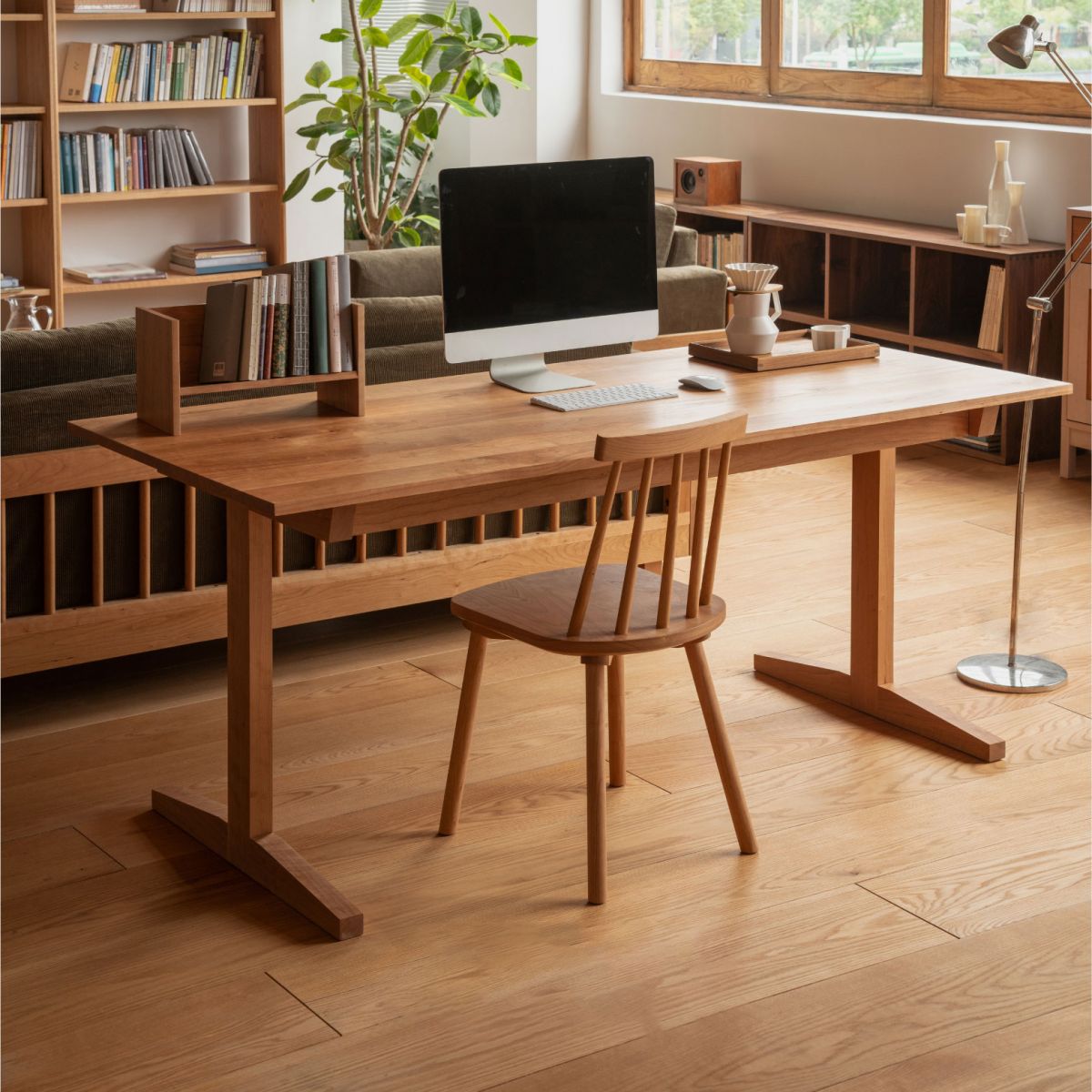 Modern Rectangle Wood Dining Table Cherry Wood Base for Dining Room
