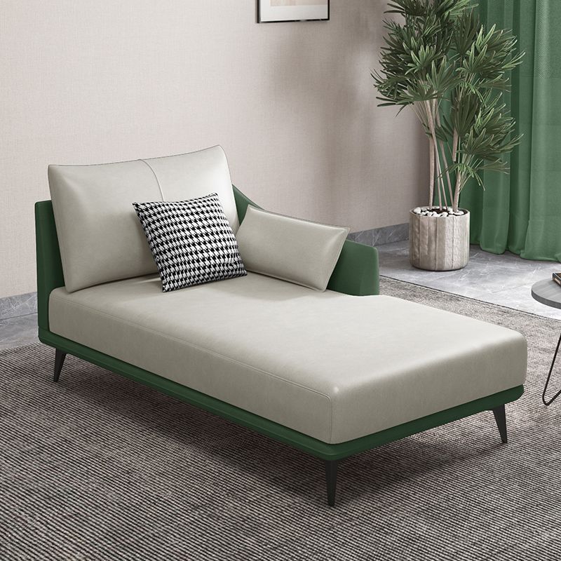 Modern Recessed Arms Chaise One Armed Faux Leather Accent Chair
