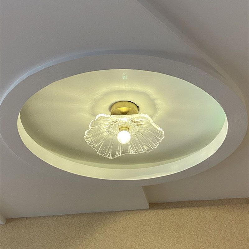 Glass Shaded Ceiling Mounted Fixture Minimalist Style Gold Ceiling Flush Mount for Aisle