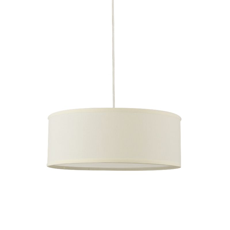 12"/16"/19.5" Dia Cylinder Suspension Pendant Contemporary Fabric White LED Hanging Pendant Lamp