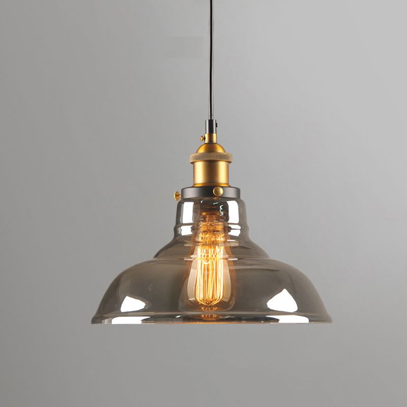 Luz de techo colgante de 1 luces para colgantes de vidrio claro de vidrio industrial para el comedor