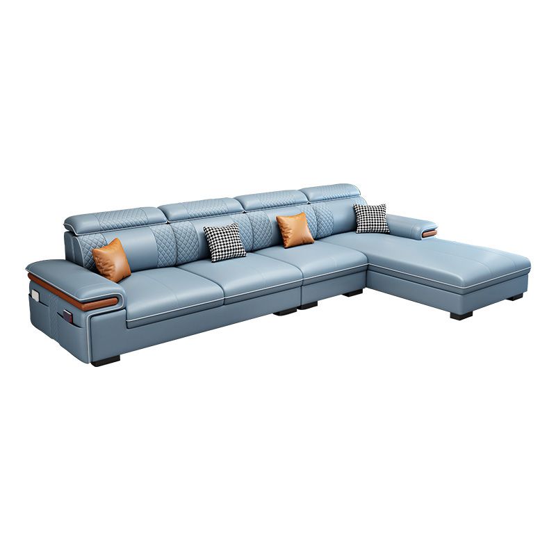 Modern Faux Leather Sofa with Pillow Top Arm for Living Room