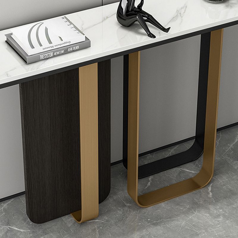 Glam Rectangle Console Accent Table with Stainless Steel Bracket for Hall