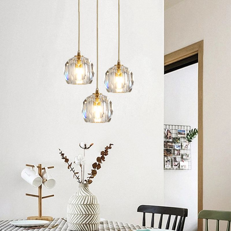 1 suspension géométrique légère pendentif de style moderne lampe à suspension en cristal