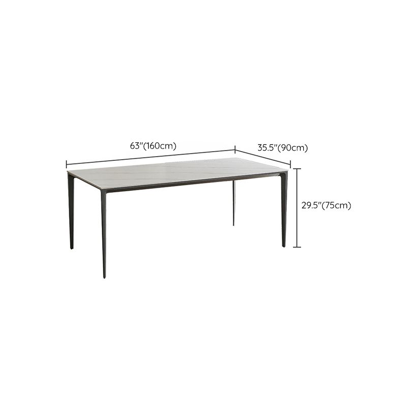 Industrial Style Rectangle Dining Table Sintered Stone Table with Metal Legs for Kitchen